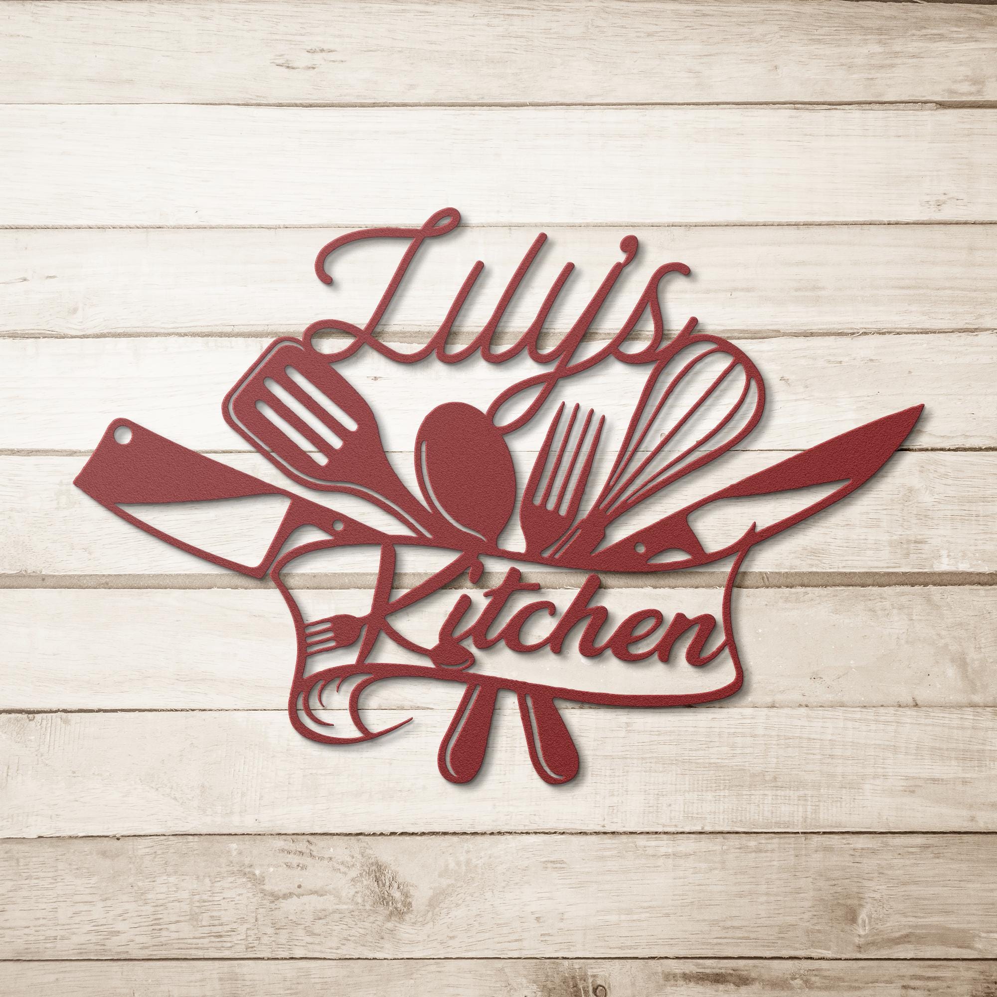 Personalized Kitchen Metal Sign, Custom Chef Decor