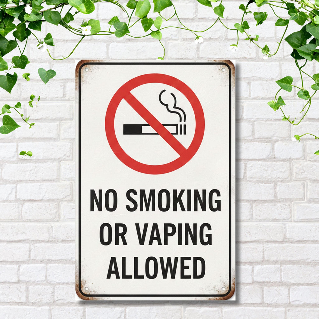 No Smoking Sign - Durable Metal Warning Plaque | Smoke Free Zone Business Signage