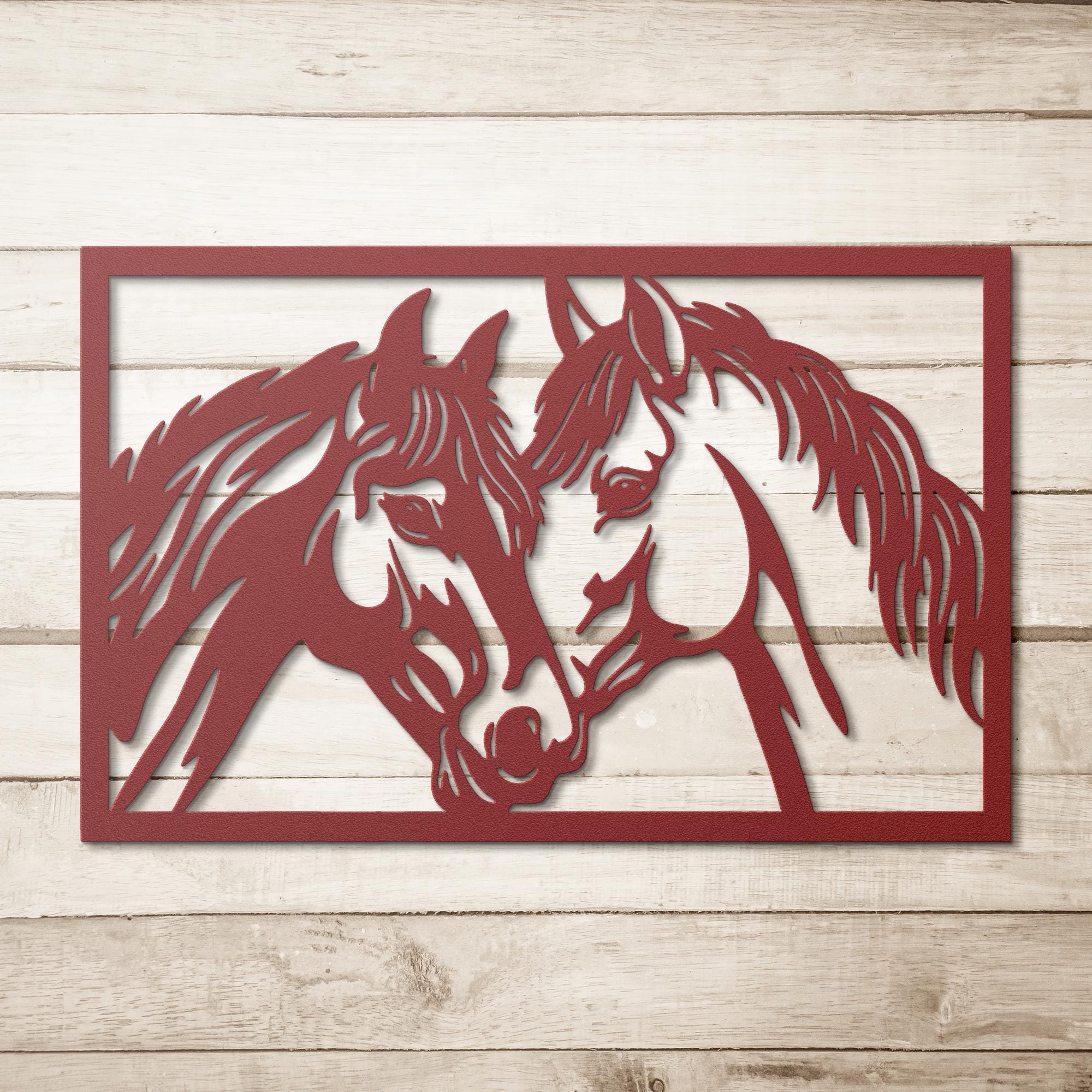 Horse Metal Art | Intertwined Horses Silhouette - Custom Ranch Style Sign