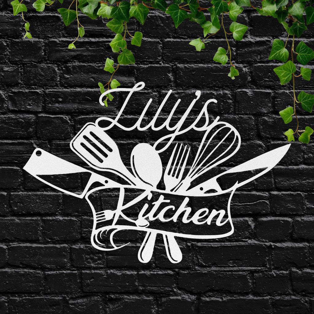 Personalized Kitchen Metal Sign, Custom Chef Decor