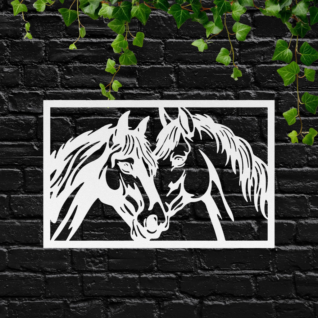 Horse Metal Art | Intertwined Horses Silhouette - Custom Ranch Style Sign
