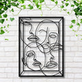 Abstract Line Art Faces Metal Wall Decor, Minimalist Human Portrait Sign, Modern Home