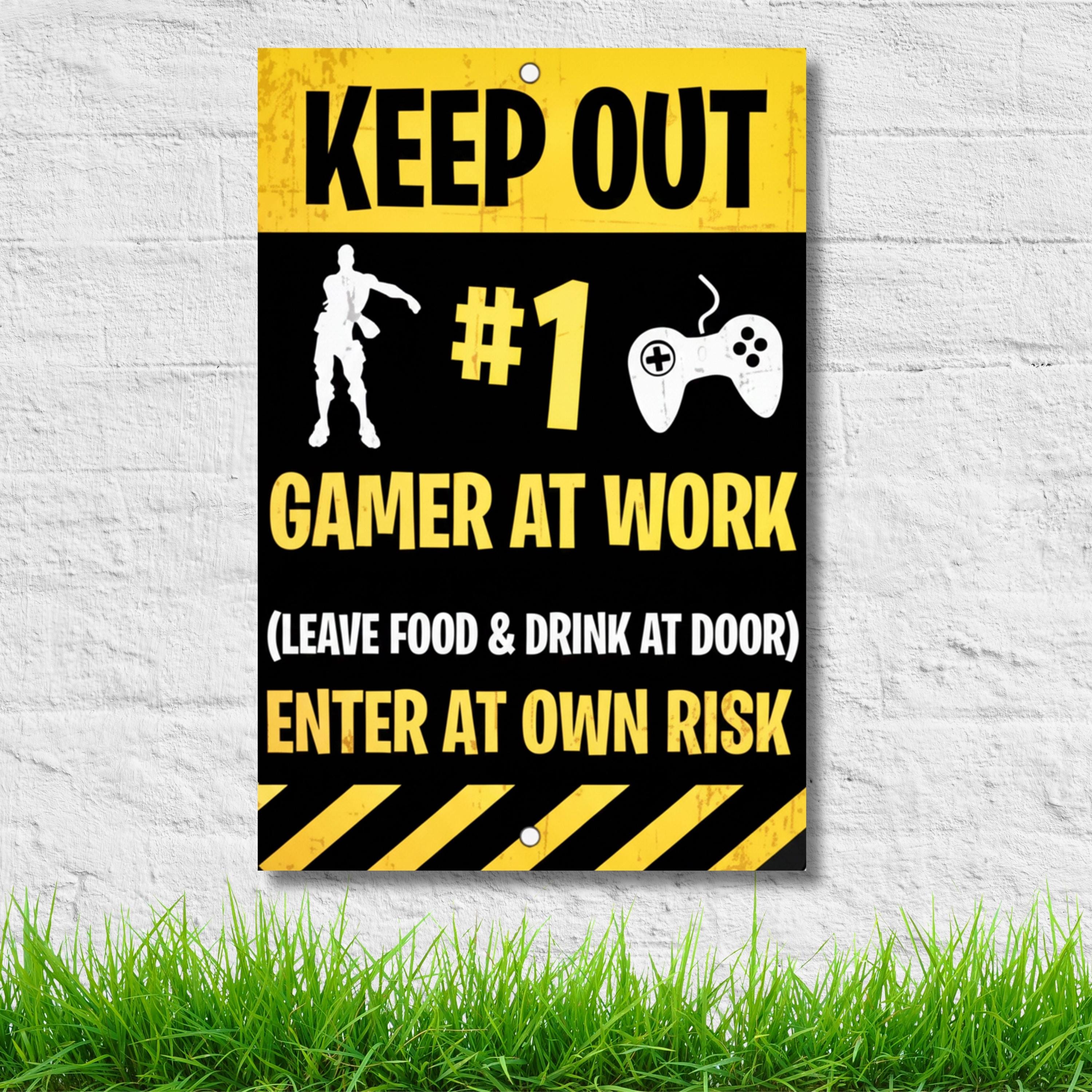 Gamer at Work Metal Sign, Keep Out Gaming Room Decor, Video Game Wall Art, Gift