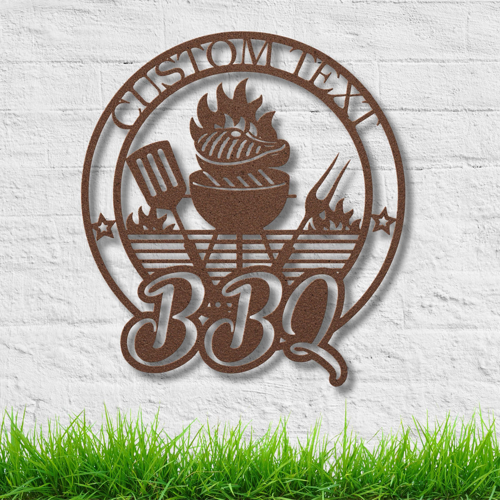 Custom BBQ Grill Master Metal Sign | Personalized Patio Kitchen Decor | Barbecue Pit Meat Smoker Die Cut Gift