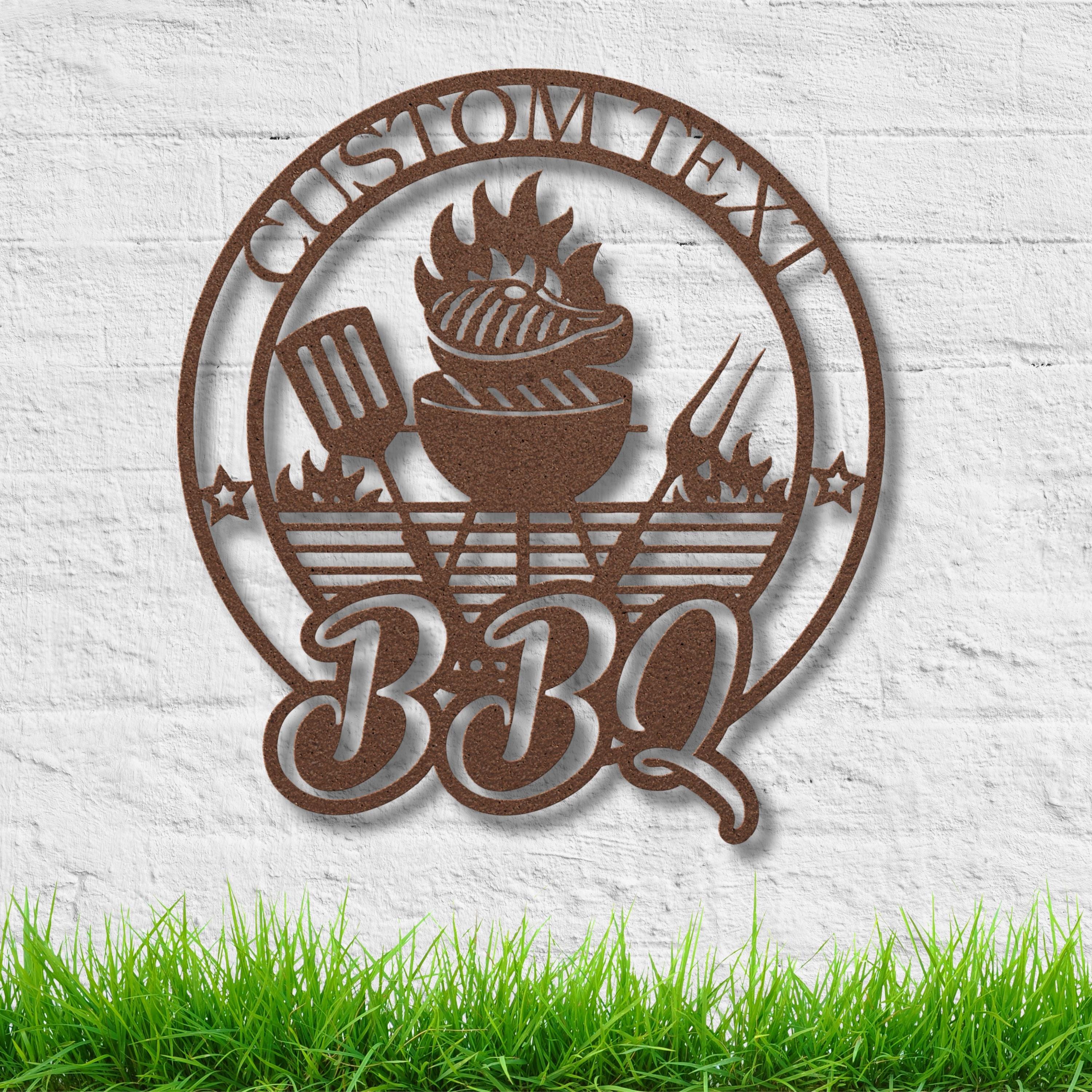 Custom BBQ Grill Master Metal Sign | Personalized Patio Kitchen Decor | Barbecue Pit Meat Smoker Die Cut Gift