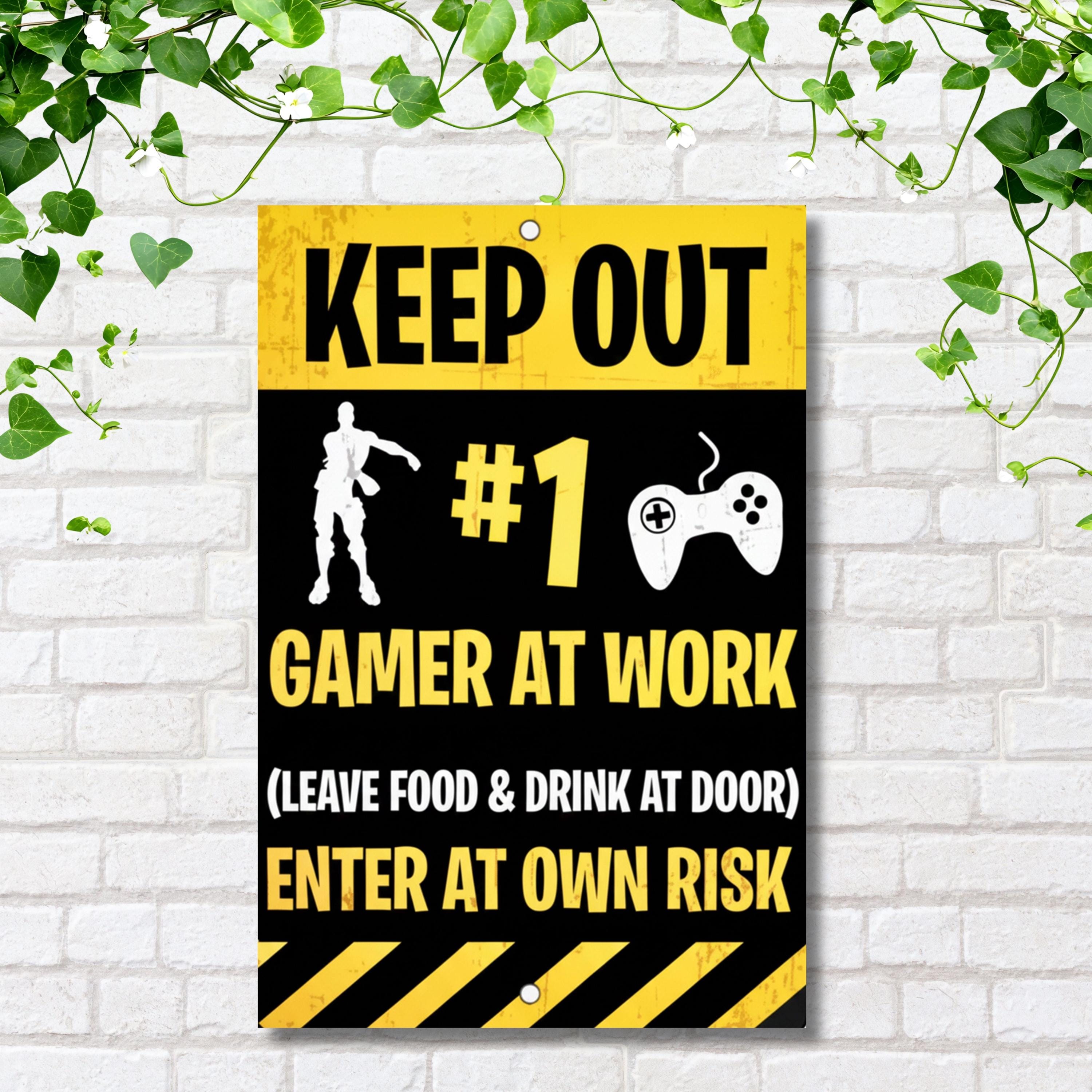 Gamer at Work Metal Sign, Keep Out Gaming Room Decor, Video Game Wall Art, Gift
