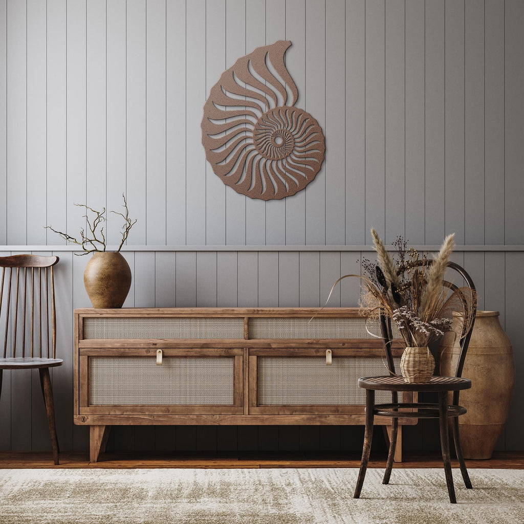 Nautilus Shell Metal Wall Art | Golden Ratio Decor