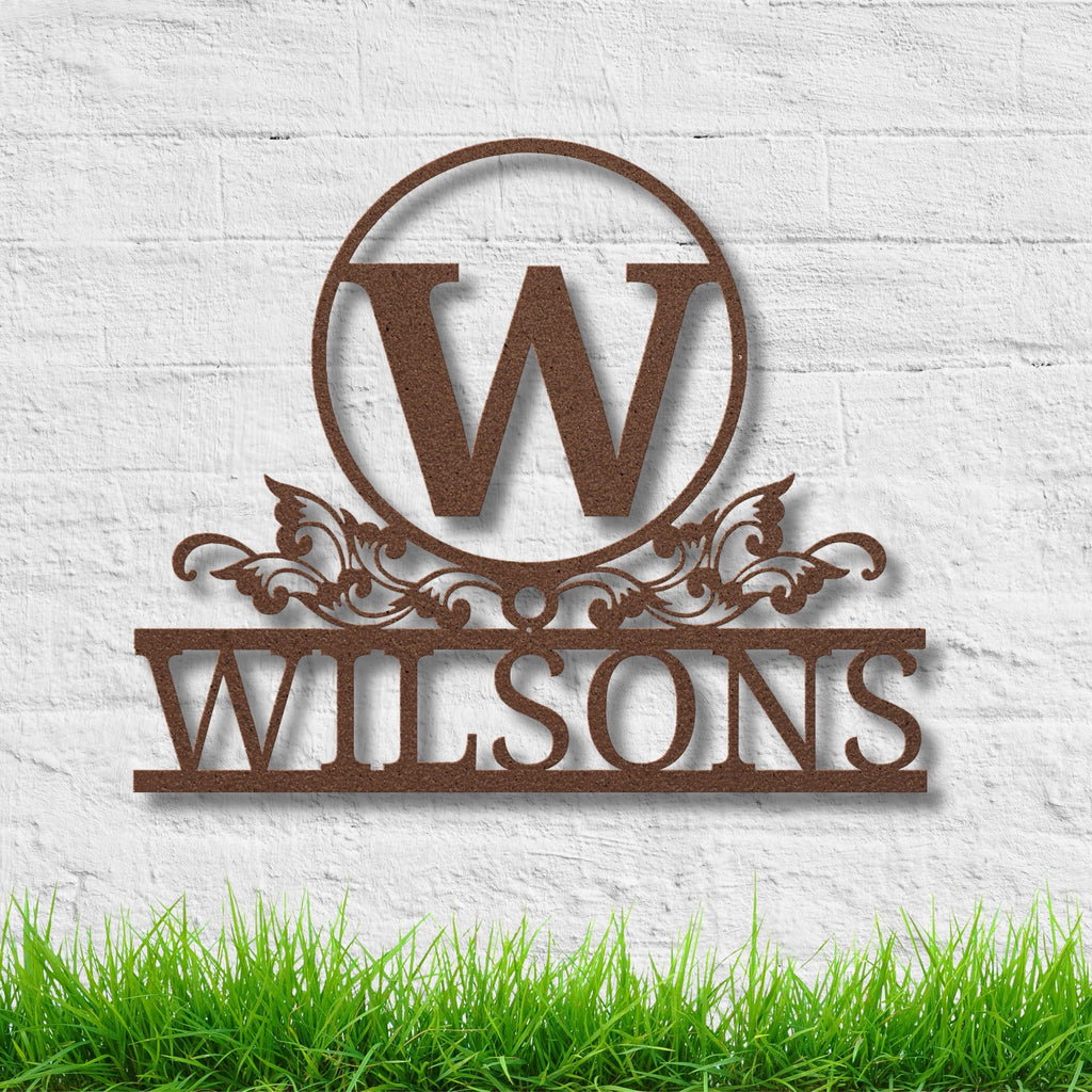 Custom Metal Sign - Personalized Name Plaque With Elegant Scrollwork Decor