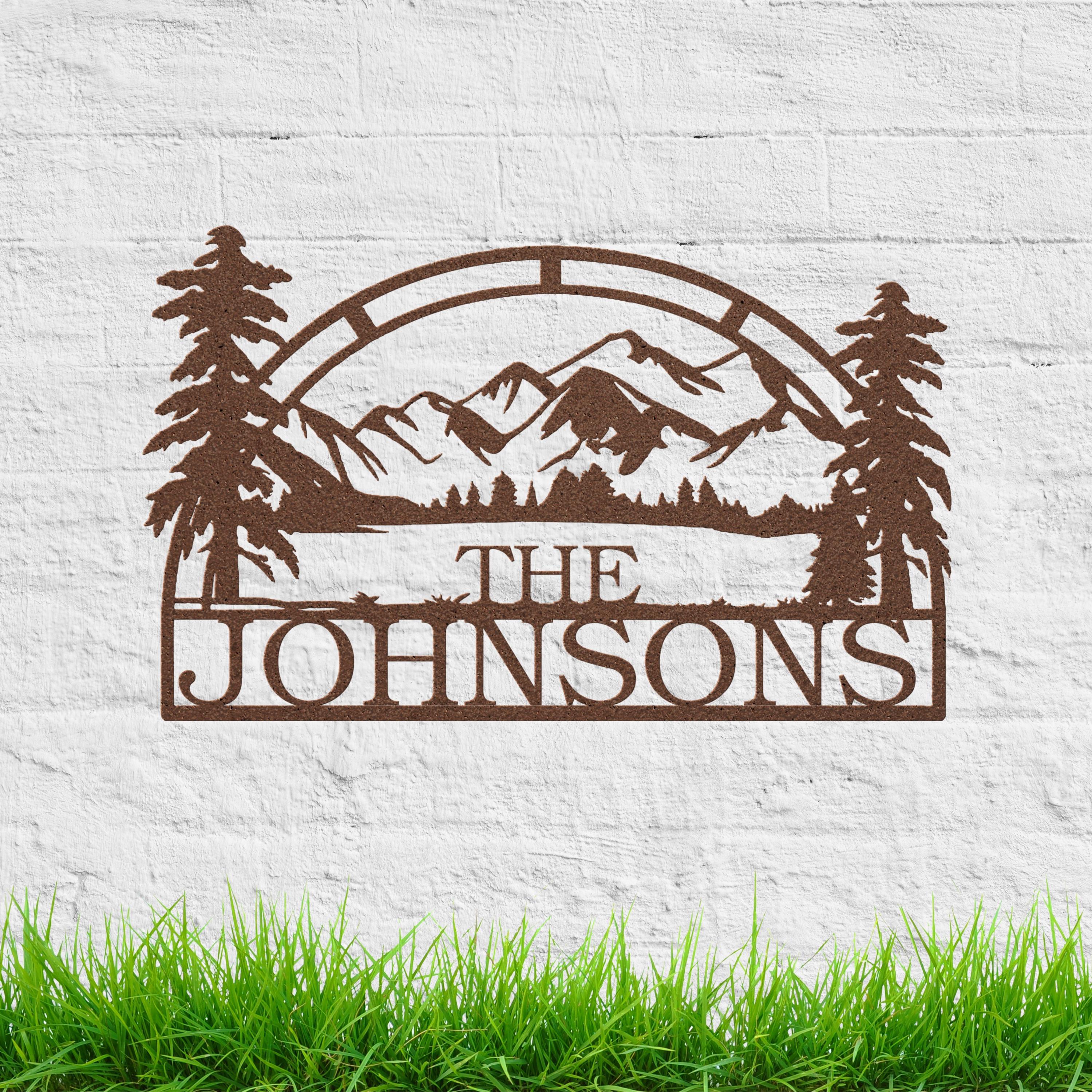 Personalized Family Name Metal Sign, Mountain Cabin Decor