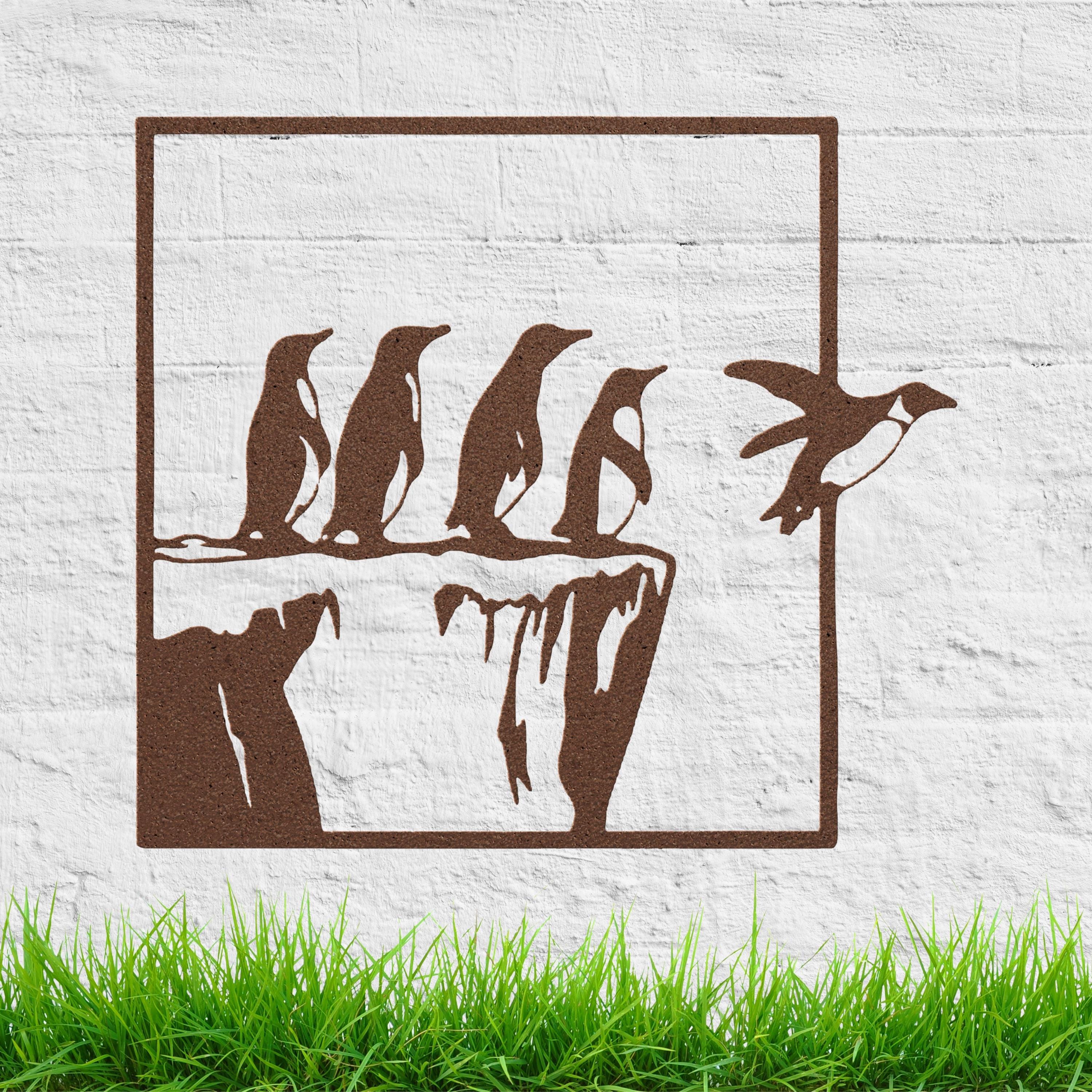 Penguin Metal Wall Art, Jumping Penguins Sign, Arctic Animal Decor, Nursery Wall Art, Bird Silhouette