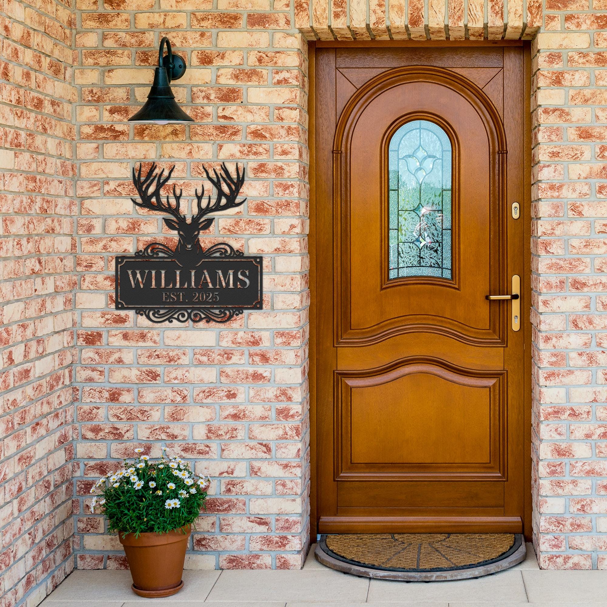 Personalized Antler Sign, Deer Head Metal Monogram, Custom Family Name Sign, Rustic Hunting Cabin Decor, Die Cut Art