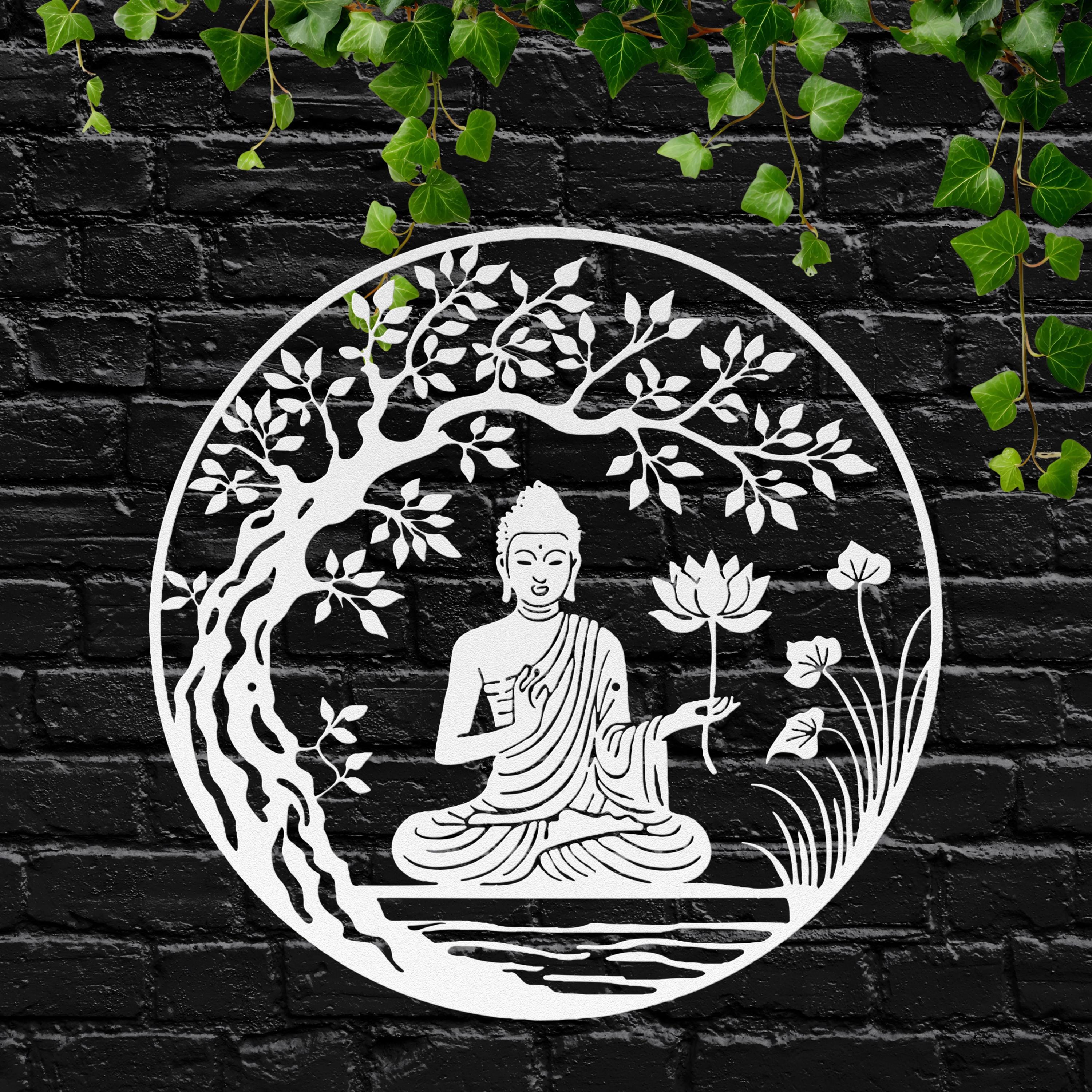 Buddha Lotus Flower Metal Wall Art, Zen Meditation Decor
