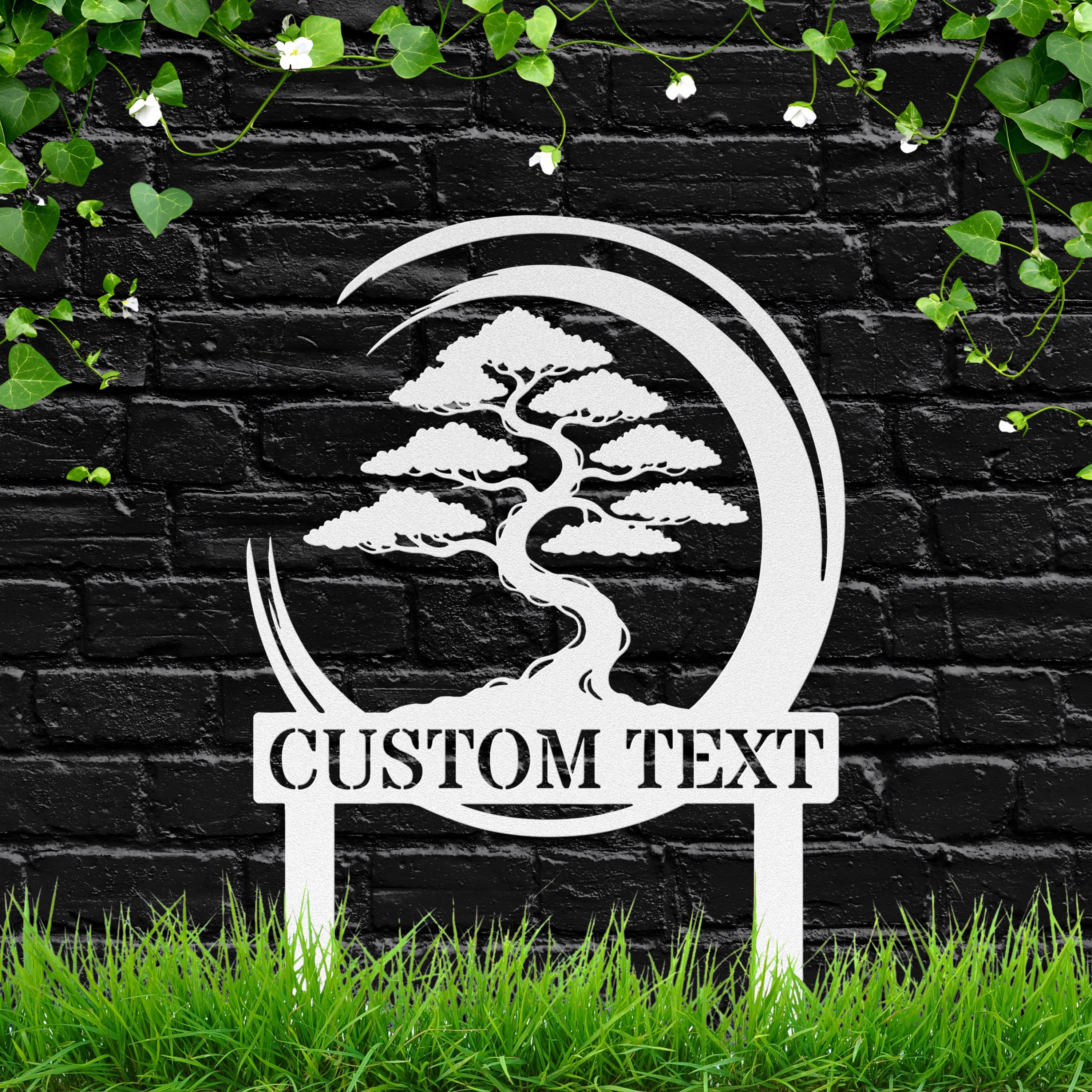 Personalized Bonsai Tree Metal Sign, Garden Stake, Custom Zen Yard Art, Die Cut Gift