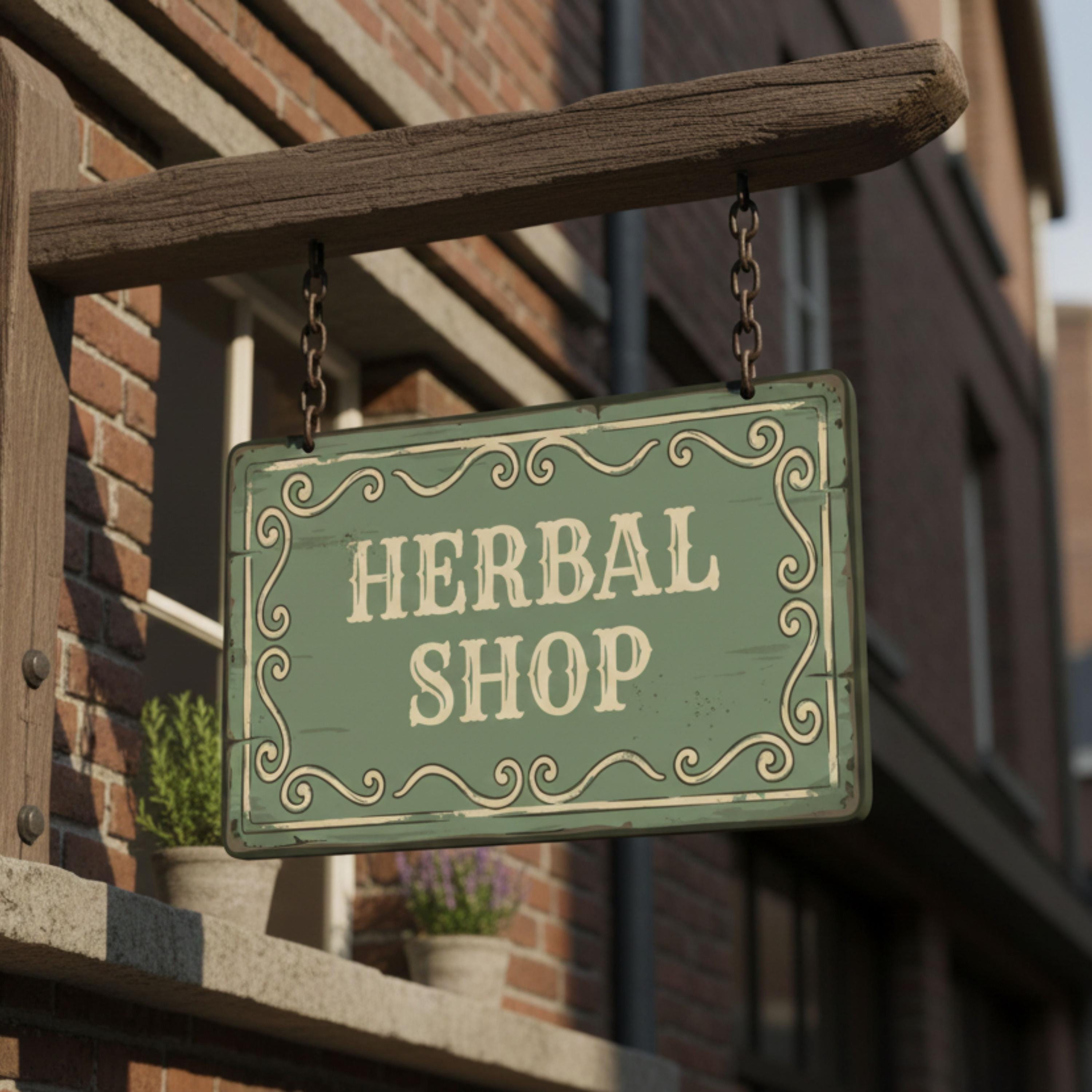 Rustic Herbal Shop Sign, Apothecary Natural Wellness Vintage Metal Plaque, Health Decor