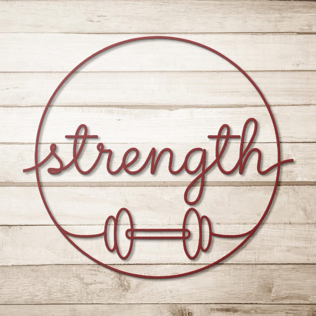 Strength Dumbbell Sign - Metal Wall Art | Gym Motivation & Fitness Decor