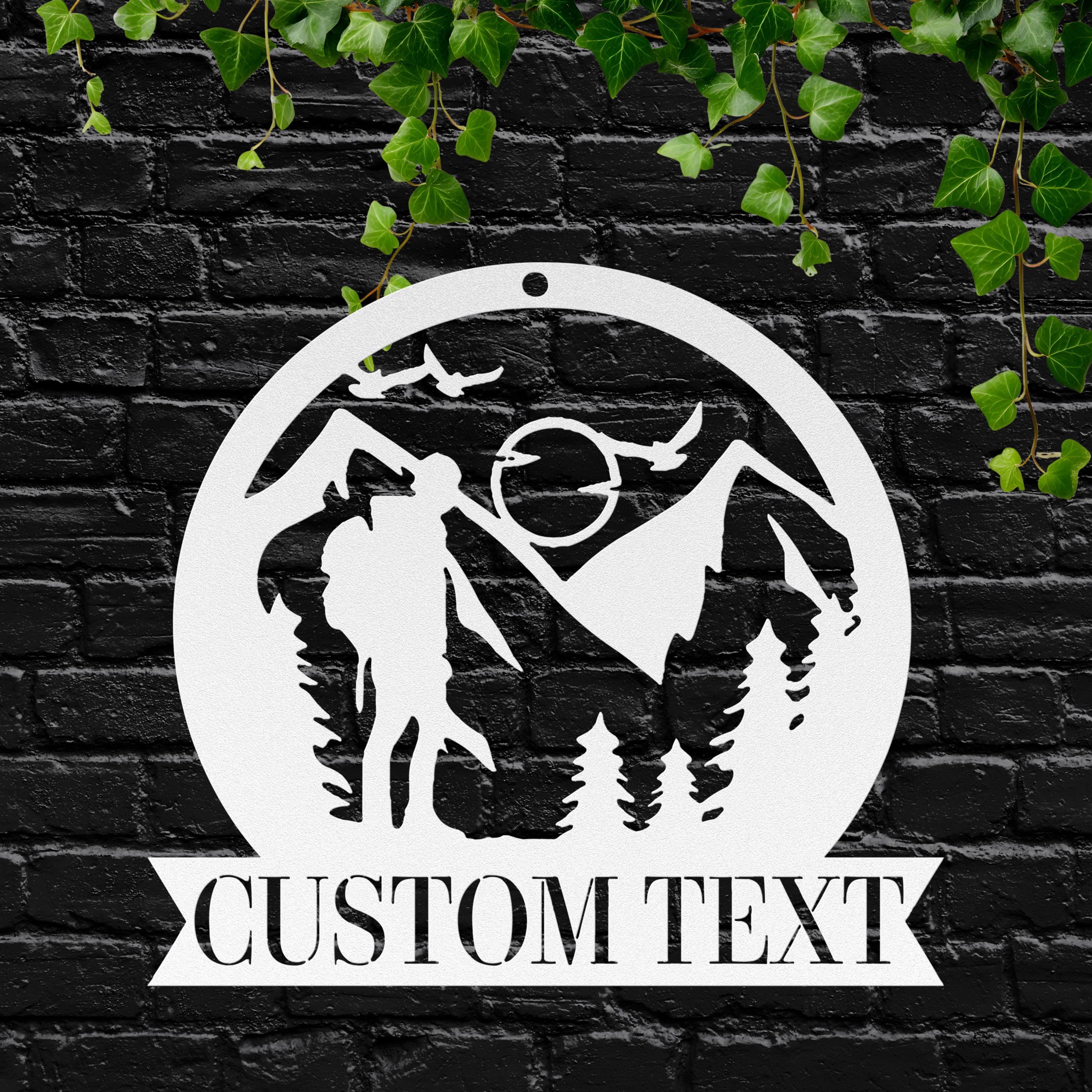 Personalized Hiker Sign - Custom Metal Art | Mountain Wall Decor & Trail Gift