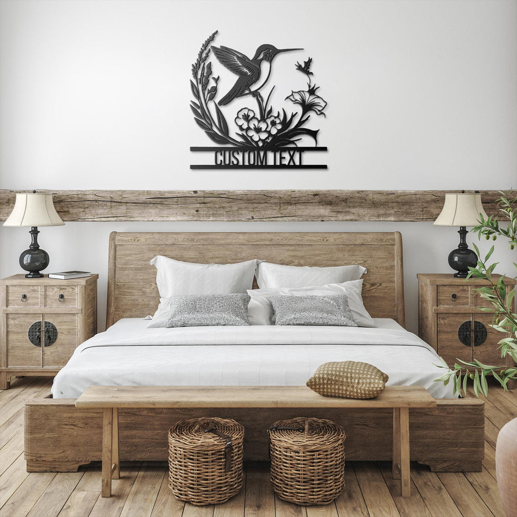 Personalized Hummingbird Metal Sign, Custom Garden Decor