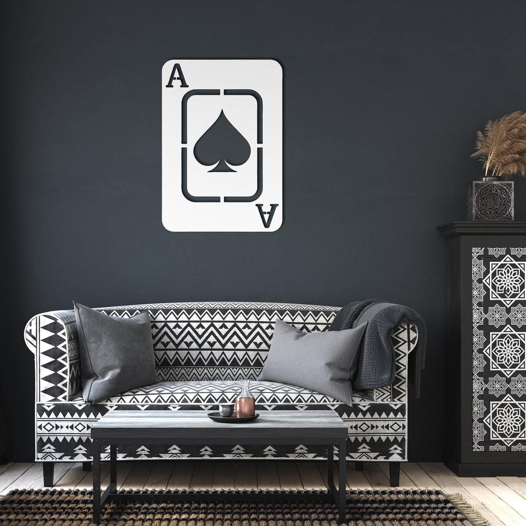 Ace of Spades Metal Wall Art | Playing Card Silhouette | Poker Room Decor | Black & White Casino Sign | Card Game Gift