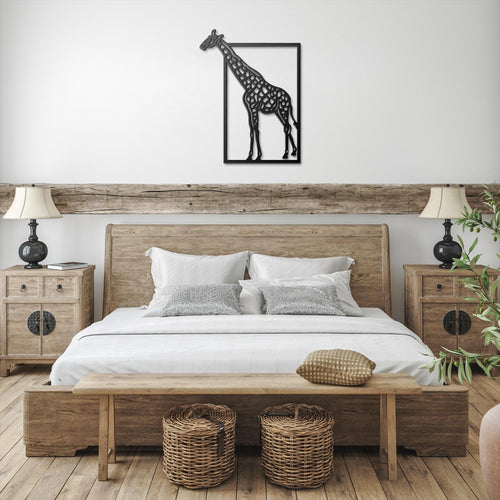 African Giraffe Silhouette Metal Wall Art | Die-Cut Nature Safari Decor | Unique Minimalist Farmhouse Gift for Animal Lovers