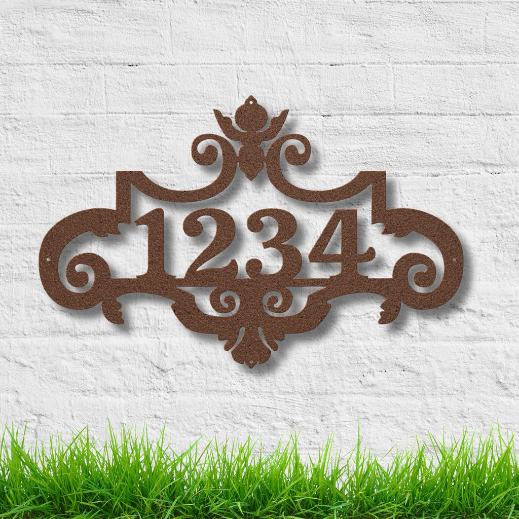 Custom Metal House Number Sign, Victorian Address Plaque