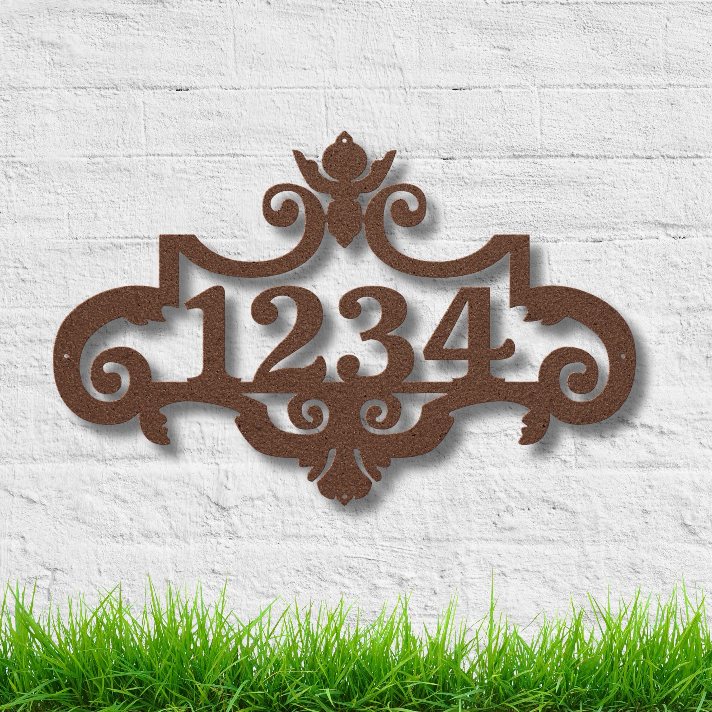Custom Metal House Number Sign, Victorian Address Plaque