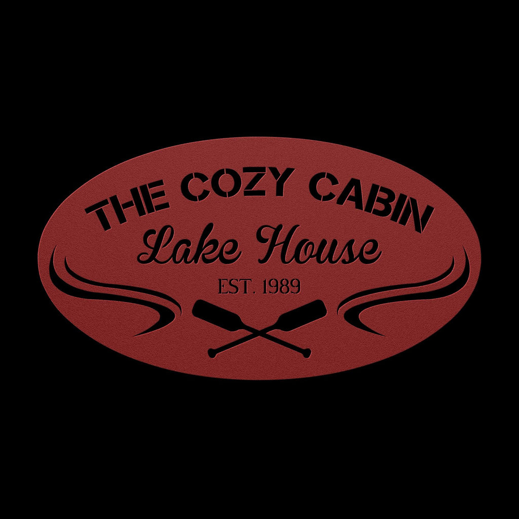 Custom Lake House Metal Sign: Paddle Oars Cabin Wall Art
