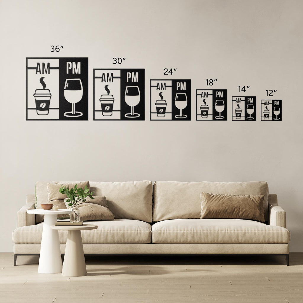 Coffee & Wine Metal Wall Art | AM PM Drink Sign