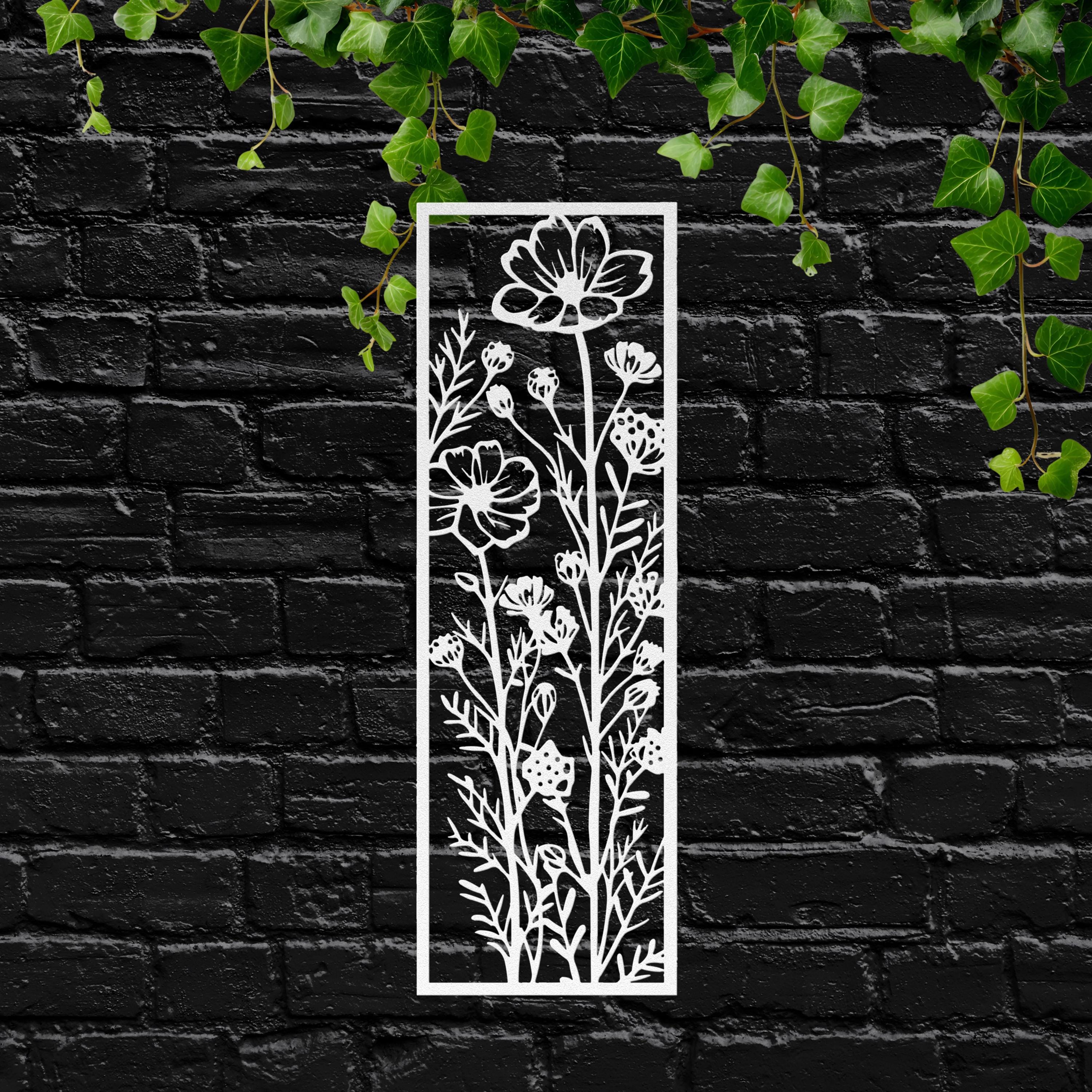 Metal Flower Wall Art – Vertical Floral Panel | Durable Botanical Wall Decor