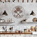 Personalized Kitchen Metal Sign, Chef Hat & Spatula Art