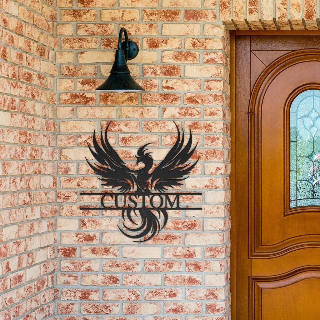 Custom Phoenix Metal Sign, Personalized Name Monogram, Housewarming Gift