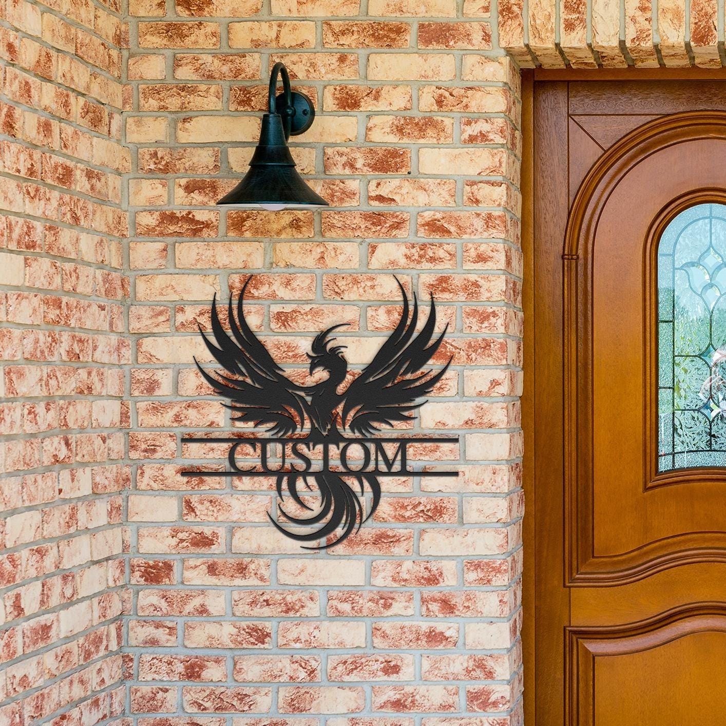 Custom Phoenix Metal Sign, Personalized Name Monogram, Housewarming Gift