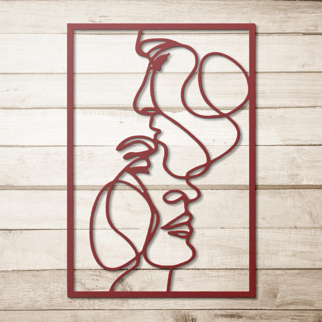 Romantic Metal Wall Art – Abstract Love Line Artwork | Anniversary Gift Decor
