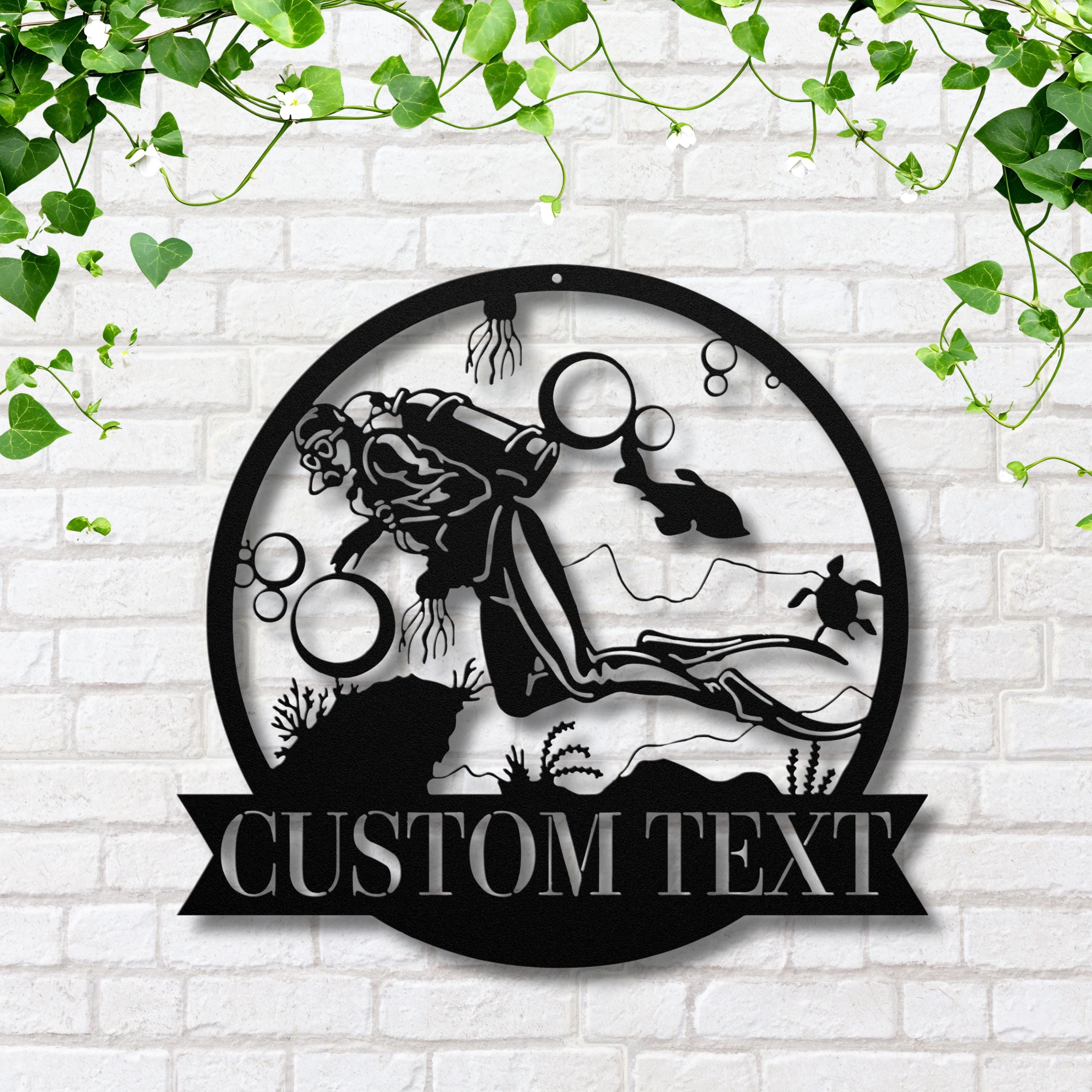 Personalized Scuba Diver Art - Custom Dive Sign | Ocean Wall Decor & Sea Turtle Gift
