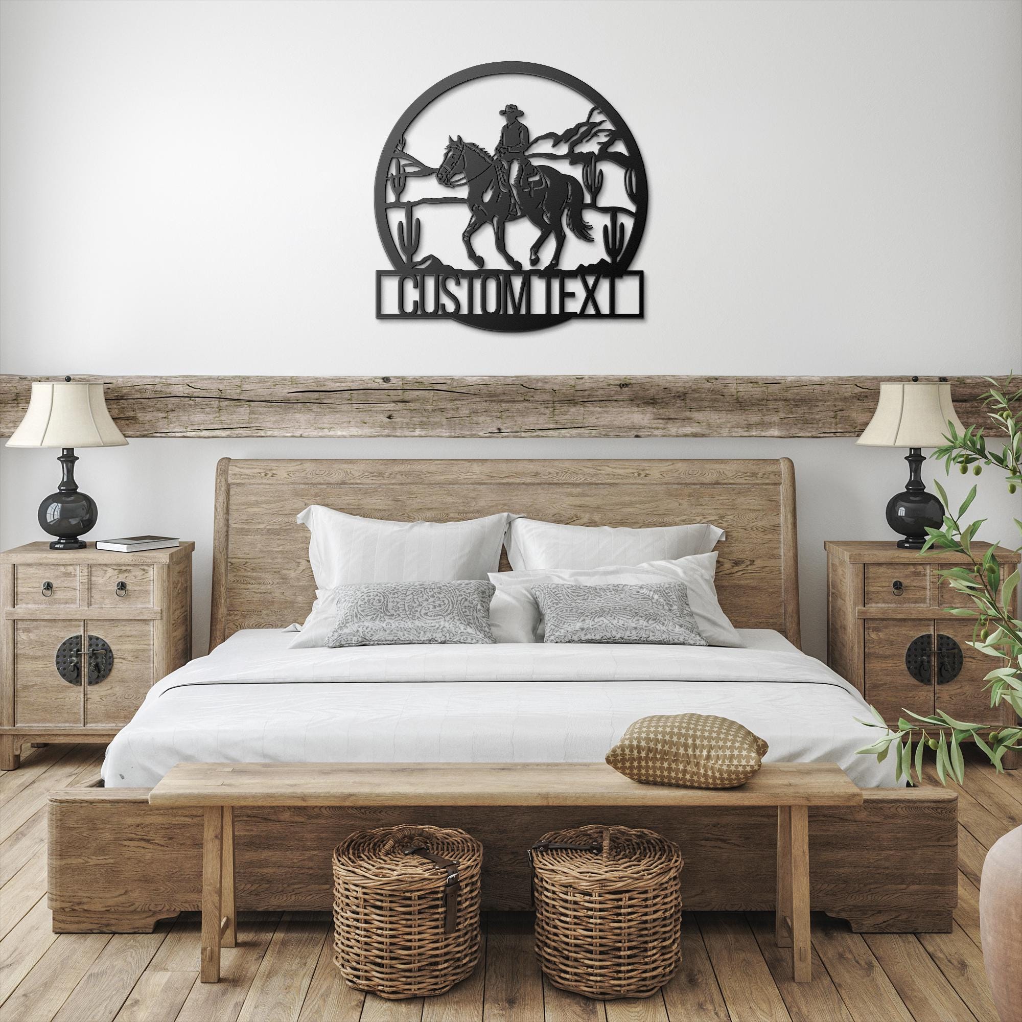 Custom Cowboy Metal Sign, Western Ranch Decor, Horseback Riding Art