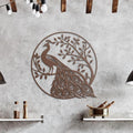 Peacock Metal Wall Art, Die Cut Bird on Tree Silhouette