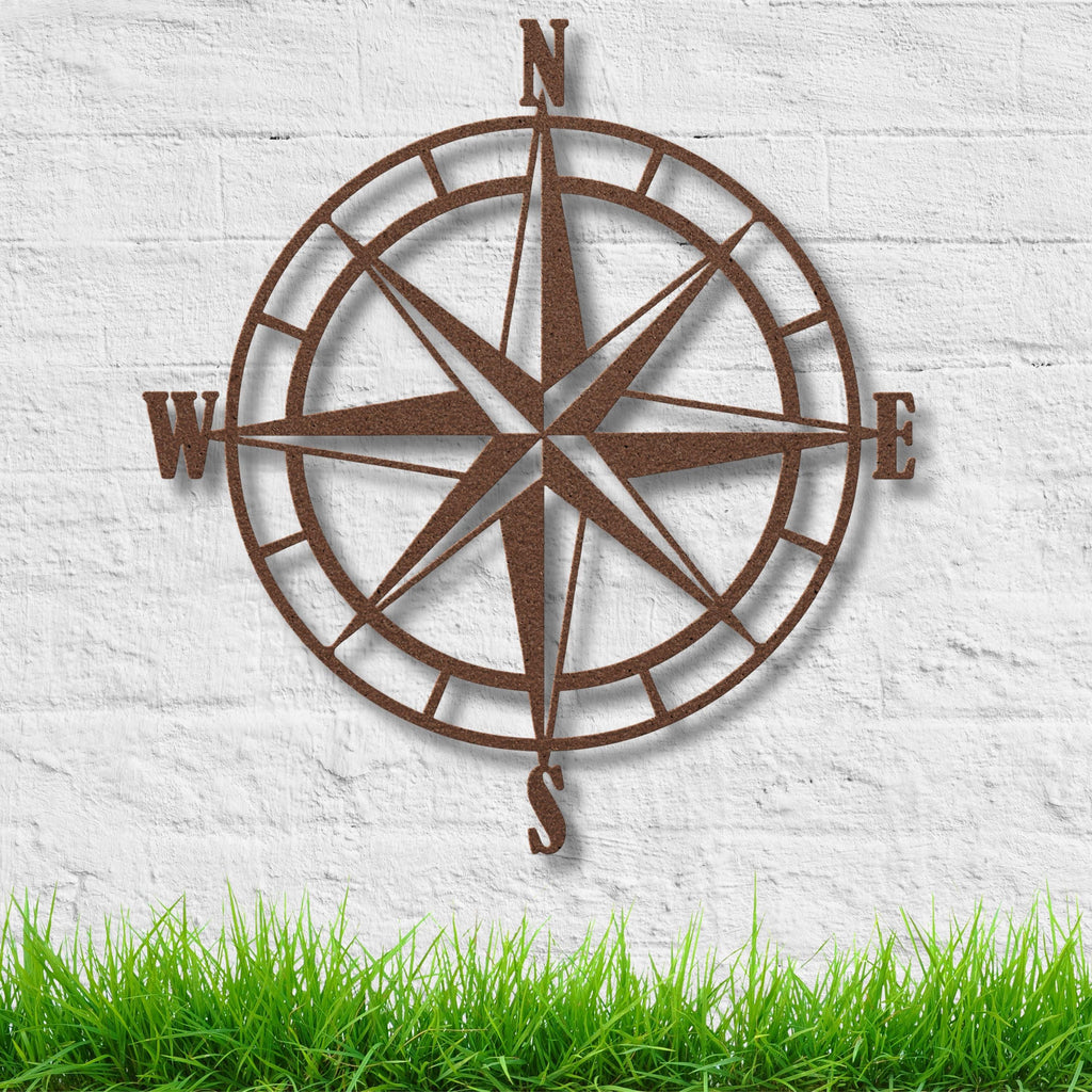 Compass Rose Metal Wall Art | Nautical Die Cut Sign | Adventure Home Decor | Wanderlust Gift for Him Her | Map Decor