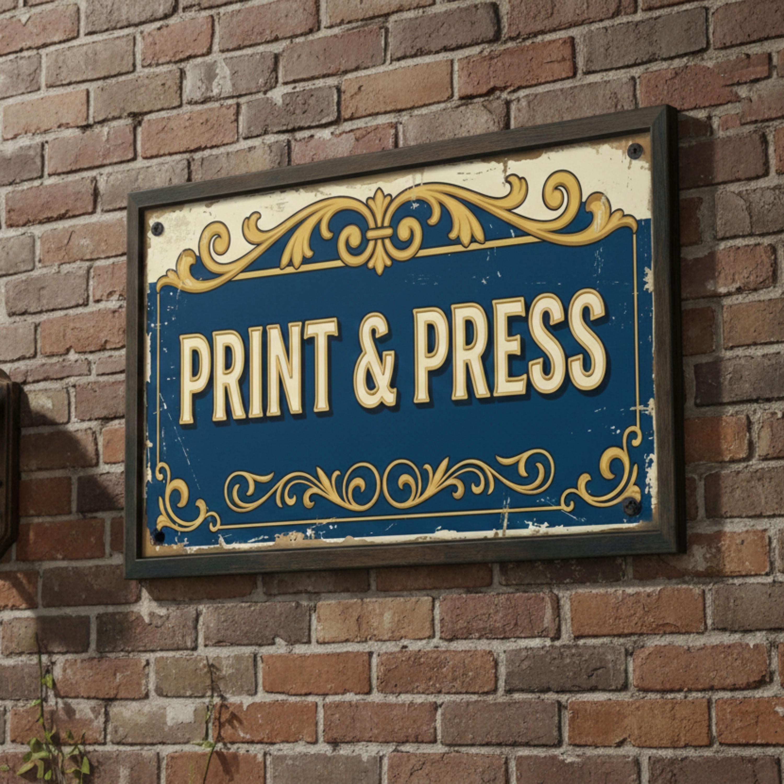 Vintage Metal Sign - Retro Office Decor | Rustic Wall Art Blue Plaque