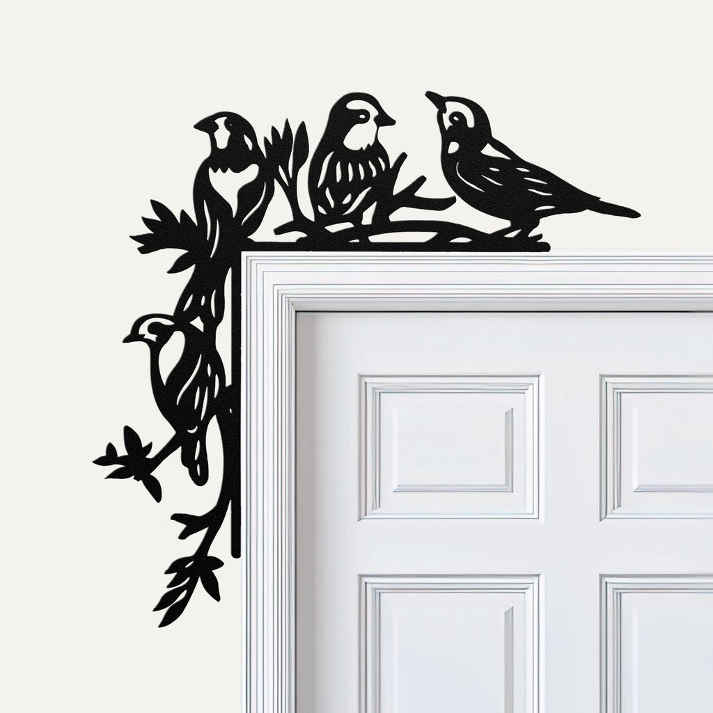 Bird Metal Door Corner Sign, Songbird Branch Decor, Nature Wall Art, Mother's Day Gift