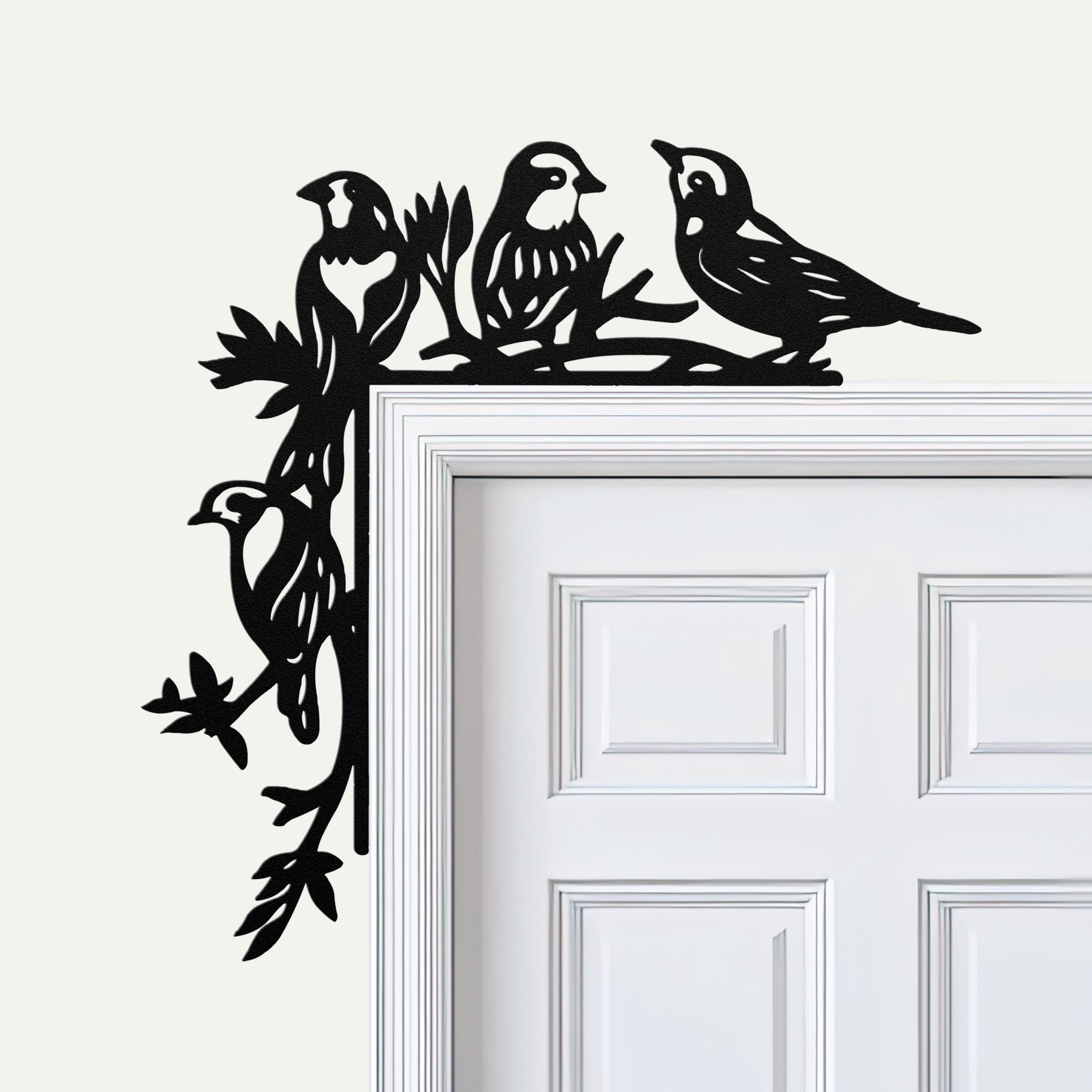 Bird Metal Door Corner Sign, Songbird Branch Decor, Nature Wall Art, Mother's Day Gift