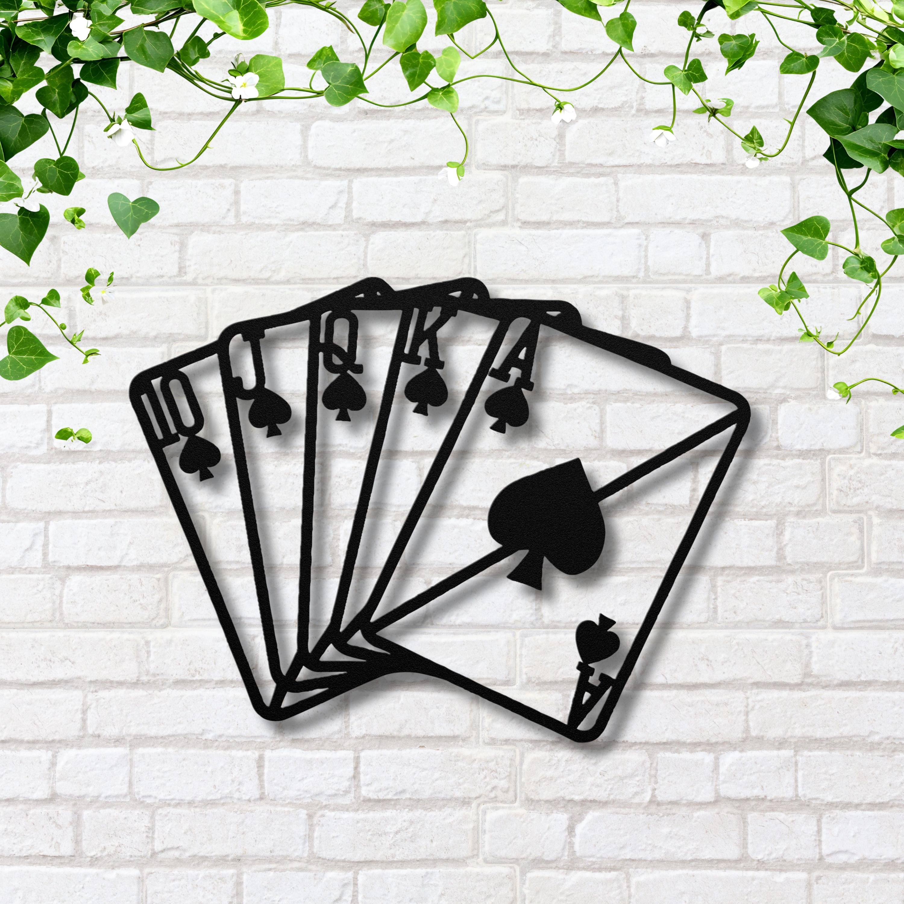 Royal Flush Metal Sign - Poker Game Decor | Spades Ace Wall Art, Man Cave Gift