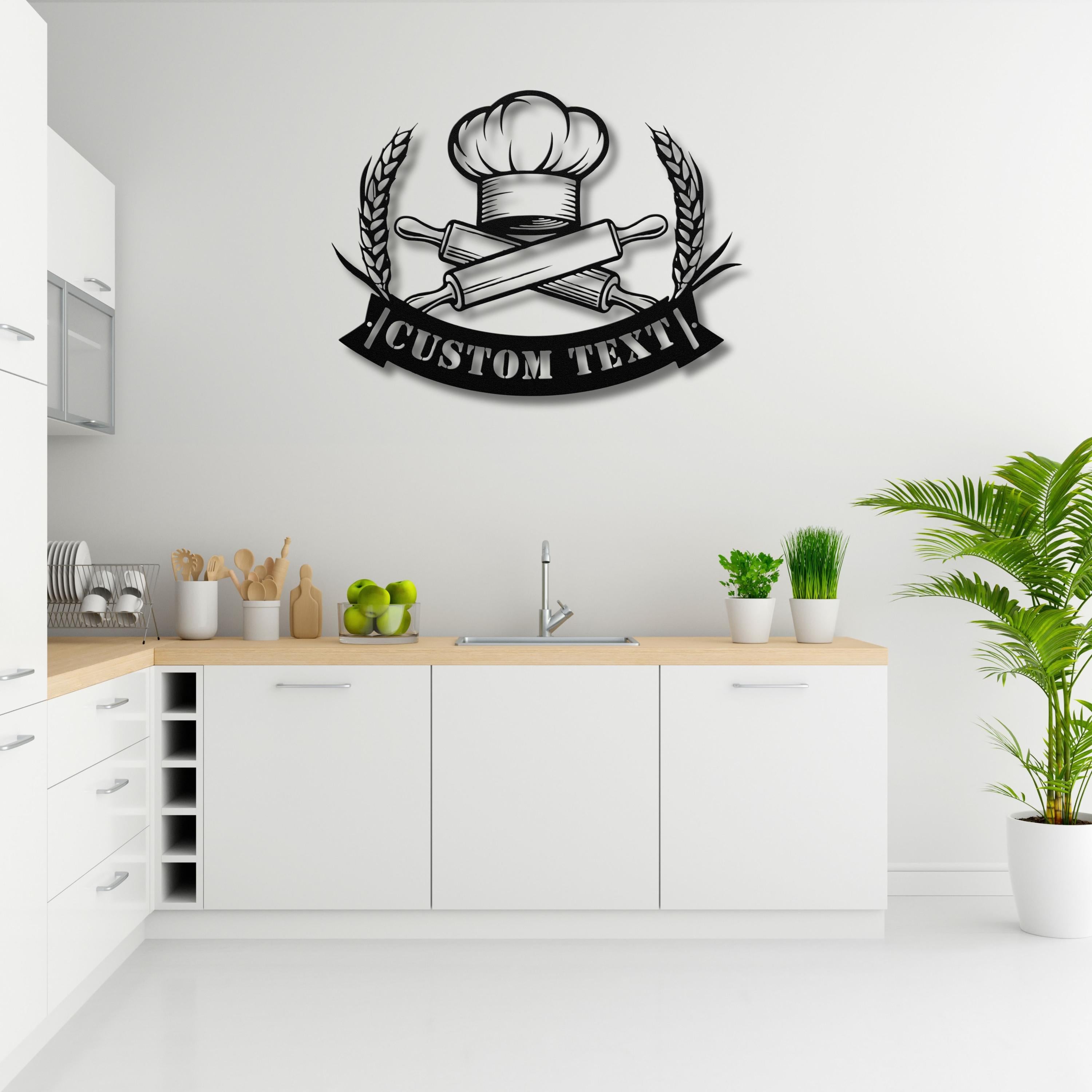 Personalized Baker Sign - Custom Kitchen Decor | Chef Metal Sign & Rolling Pin Art