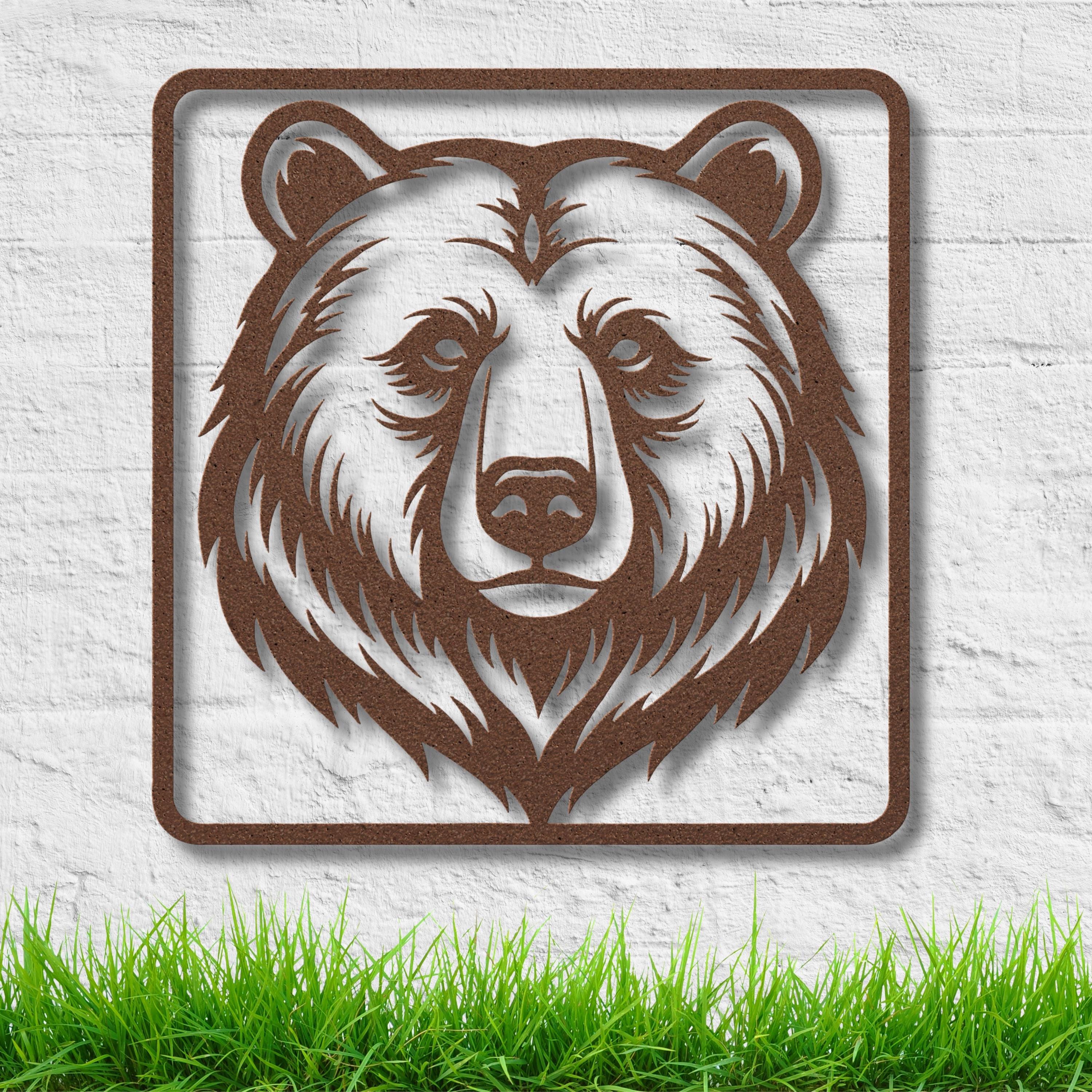 Grizzly Bear Head Metal Wall Art, Cabin Decor