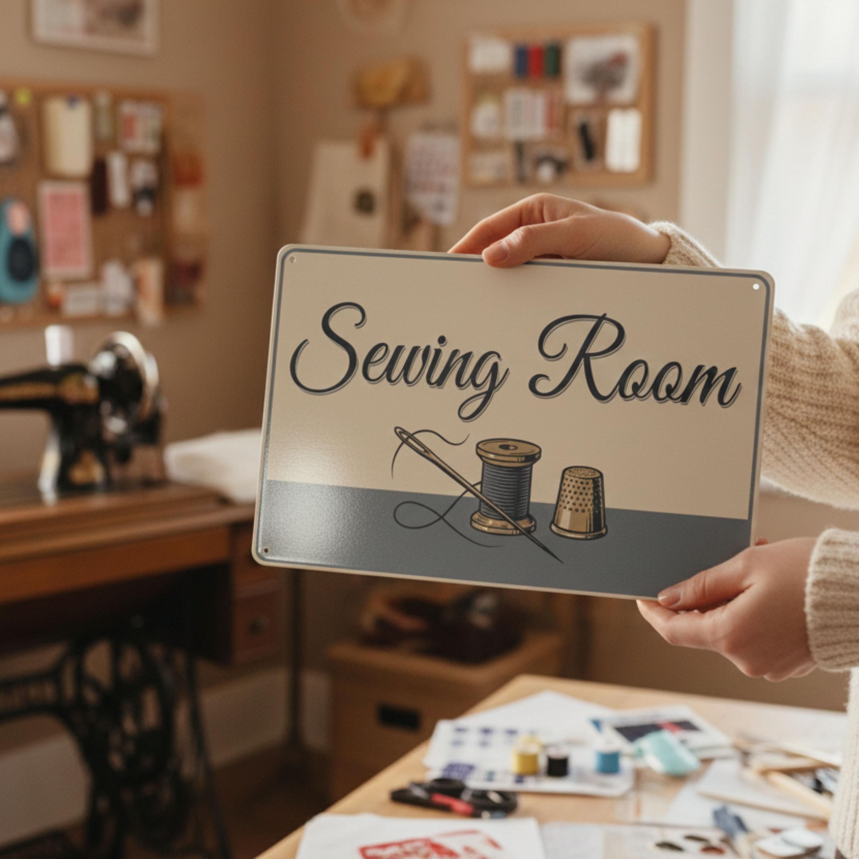 Sewing Room Metal Sign, Vintage Craft Room Decor, Seamstress Gift, Tailor Wall Art