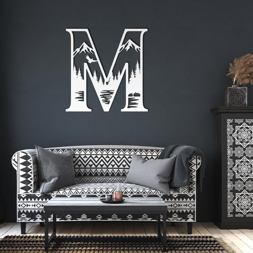 Custom Mountain Forest, Metal Letter Sign, Nature Lover Gift, Outdoor Cabin Wall Decor