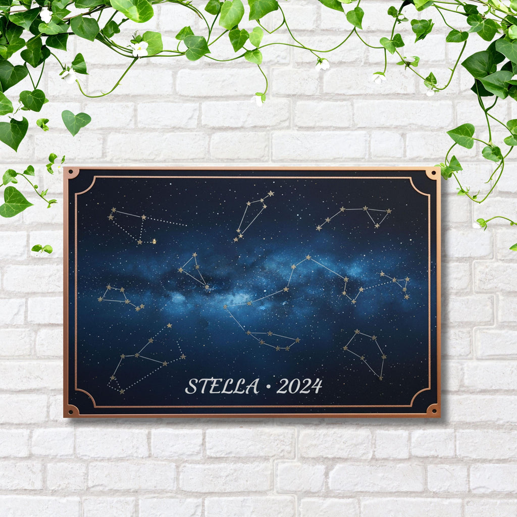 Custom Constellation Metal Sign, Personalized Star Map Wall Art, Nursery Decor Gift