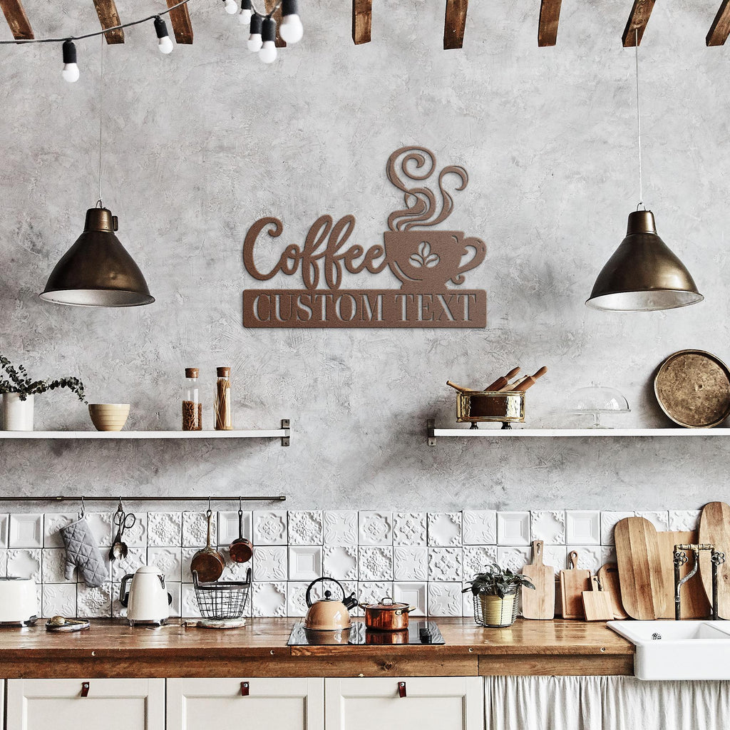 Personalized Coffee Sign, Kitchen Decor, Custom Coffee Lover Gift, Coffee Bar Decor, Die Cut Metal