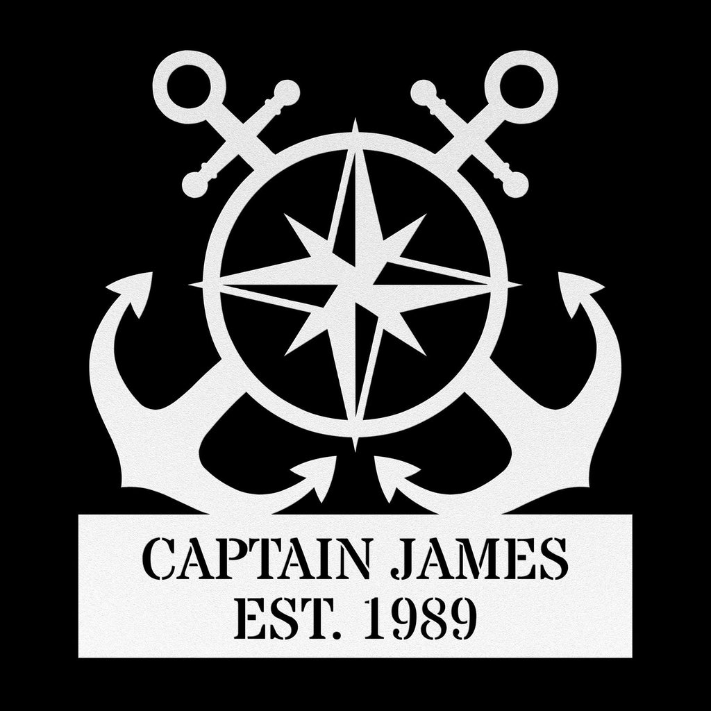Personalized Anchor and Compass Metal Sign, Custom Text, Nautical Gift, Sailor Gift