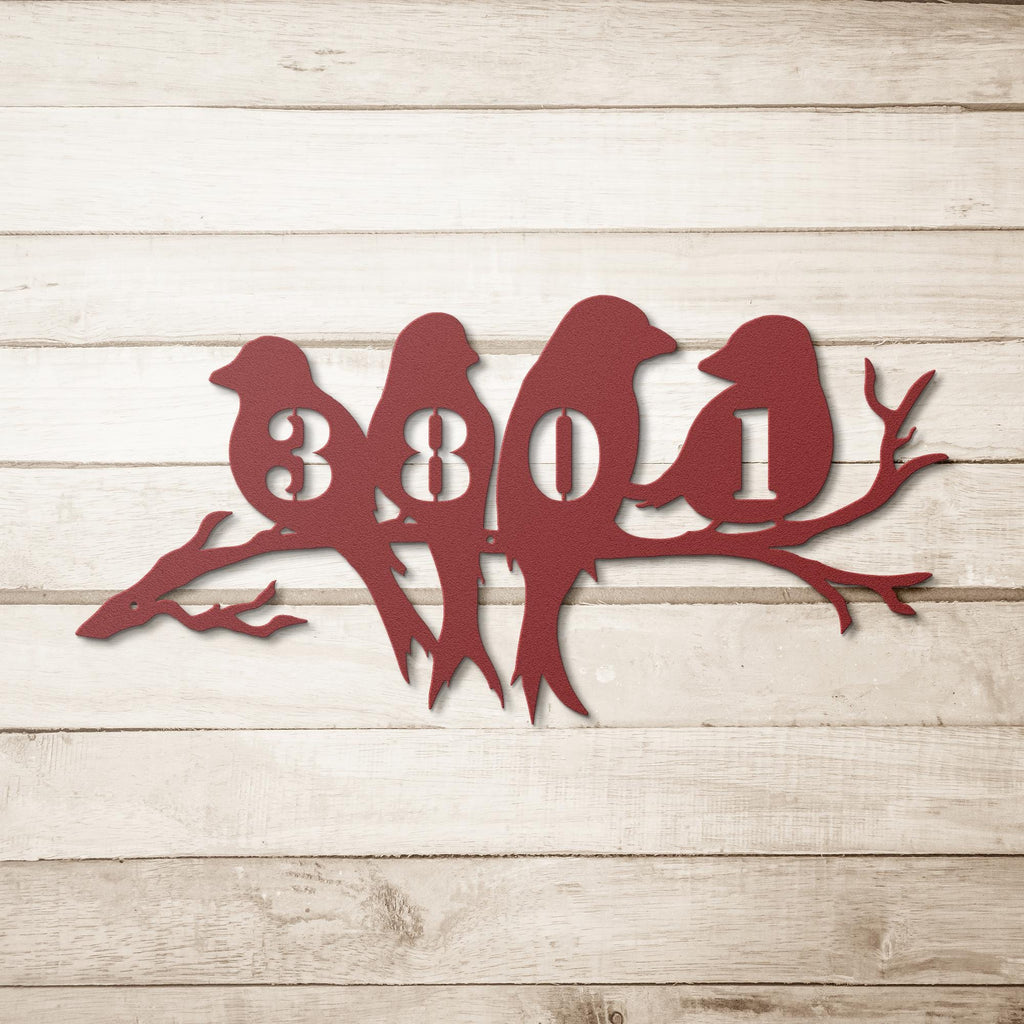 Custom Address Bird Sign, Metal House Number Plaque