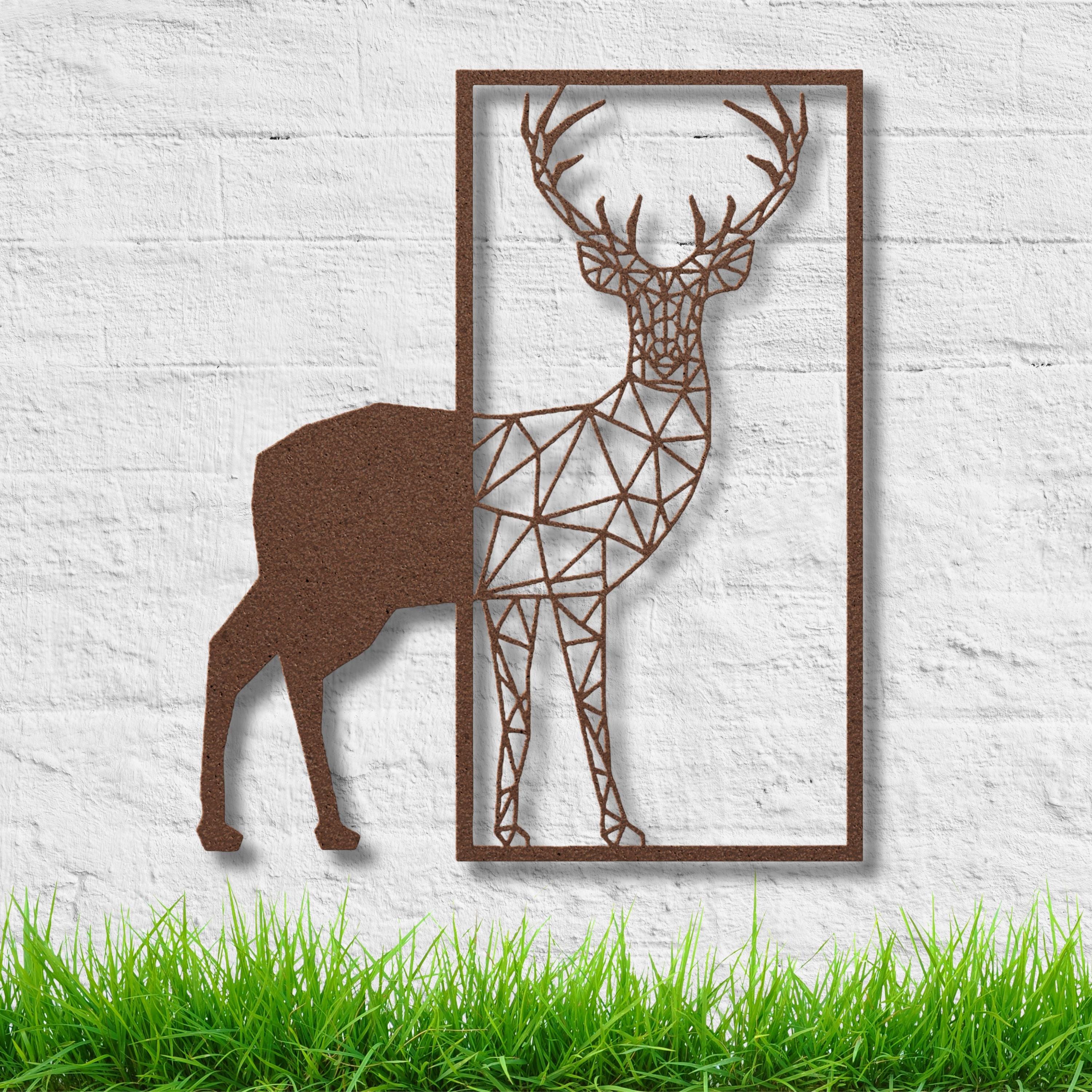 Geometric Deer Metal Wall Art, Modern Stag Sign, Geometric Animal Decor, Cabin Wall Hanging
