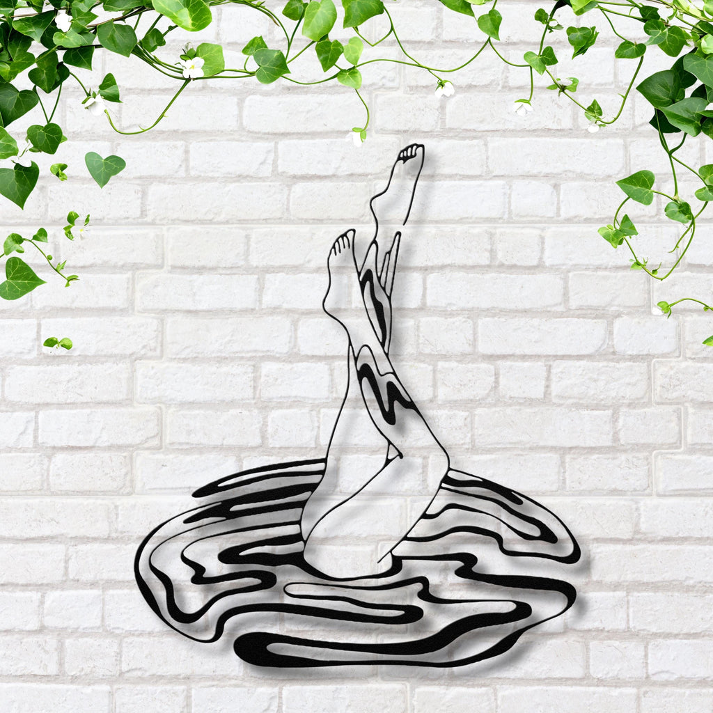 Artistic Pool Legs Metal Wall Art, Minimalist Swimmer Sign, Summer Home Decor, Fun Gift